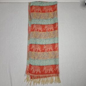100% Pashmina Cashmere Wool Scarf Wrap Shawl Blue Coral Elephant Paisley Floral